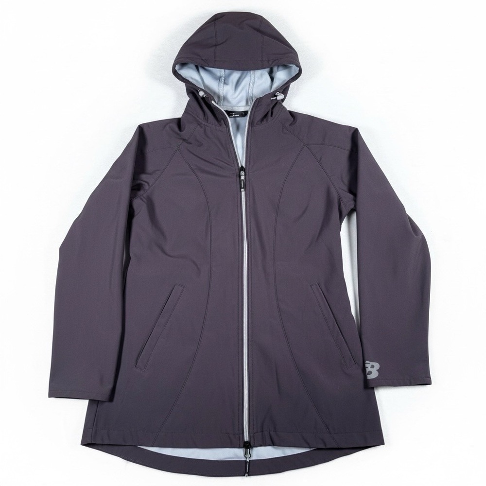 New Balance Jacket Womens Small Brown Hooded Softshell Full Zip Running Athletic
